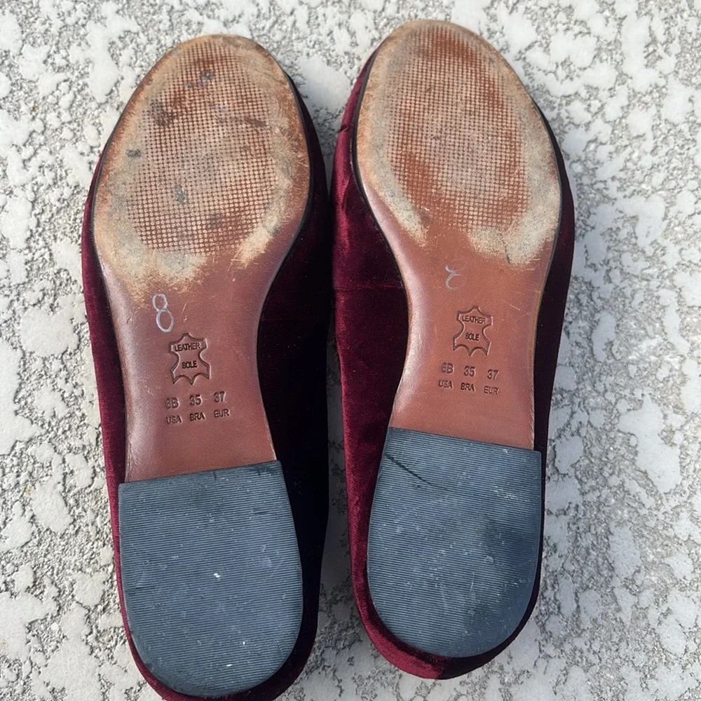 Schutz Burgundy Velvet Loafers Size 6 B Studded Slip On Flats Preppy